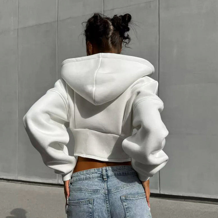 Zipper Hoodie Cardigan Moda Y2K Callejera para Mujeres