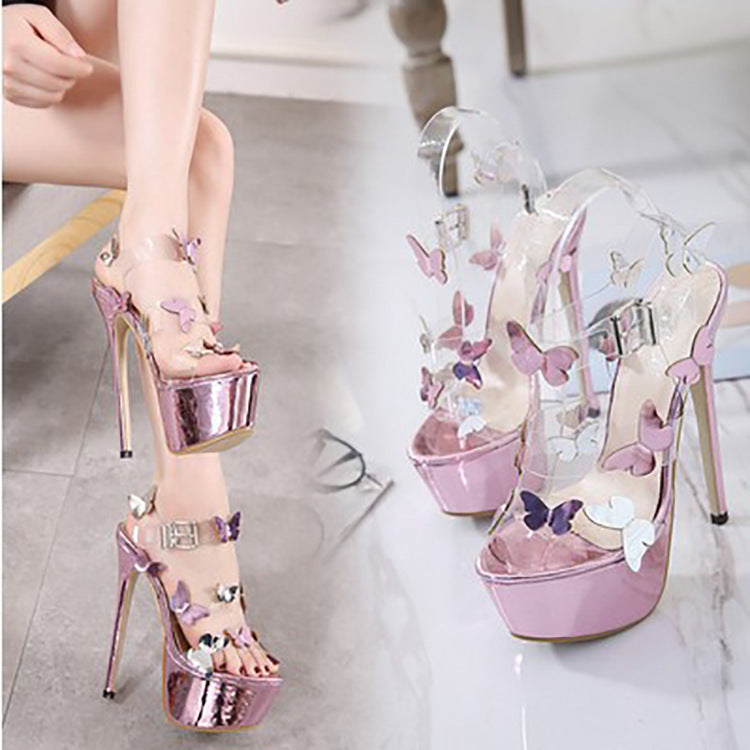 Bow Open-toe Sandals All-match Stiletto Sexy Super High Heels