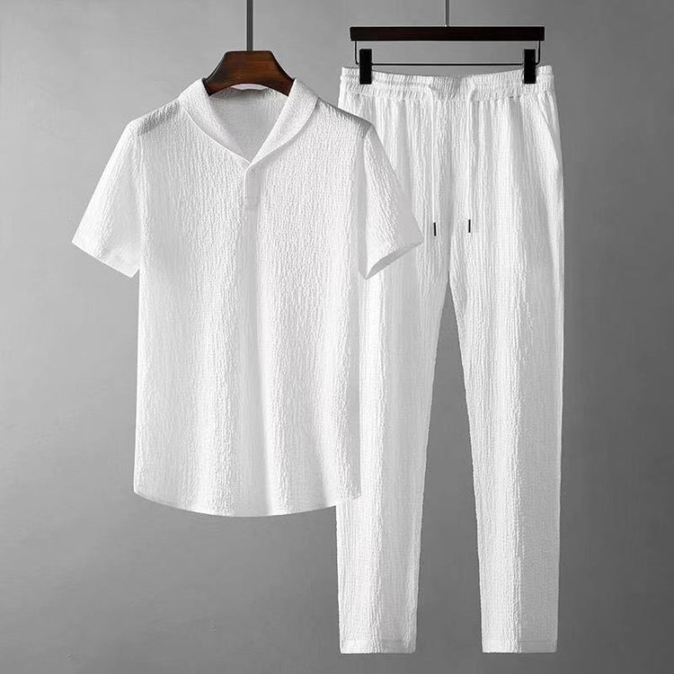 Leisure Suit Summer Loose Short SleevLeisure Suit Summer Loose Short Sleeve Top And Drawstring Trousers e Top And Drawstring Trousers 