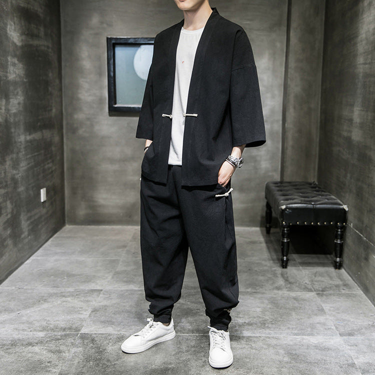 Chinese Style Linen Suit Men&