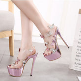 Bow Open-toe Sandals All-match Stiletto Sexy Super High Heels