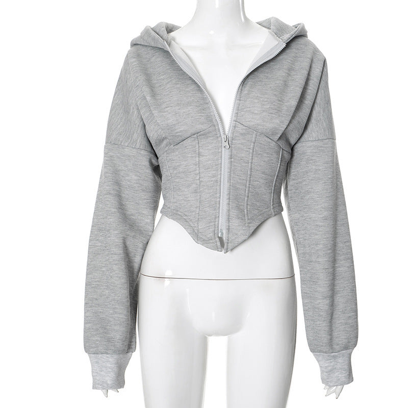 Zipper Hoodie Cardigan Moda Y2K Callejera para Mujeres