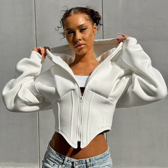 Zipper Hoodie Cardigan Moda Y2K Callejera para Mujeres