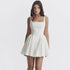 Square Neck Sleeveless Dress With Backless Bow Design Summer Fashion Slim Short