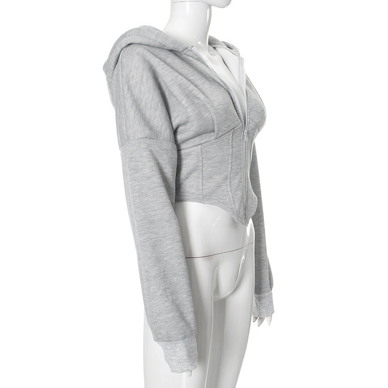 Zipper Hoodie Cardigan Moda Y2K Callejera para Mujeres