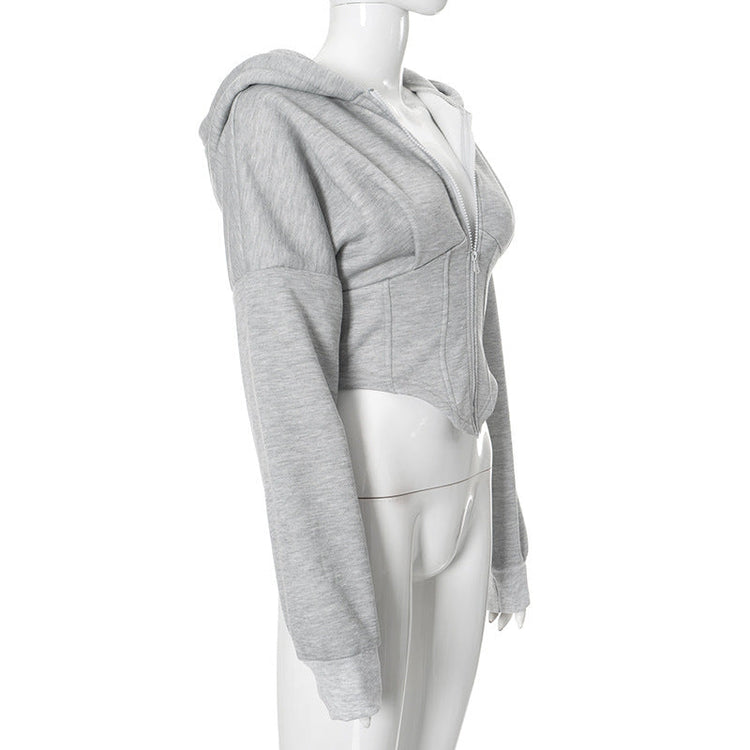 Zipper Hoodie Cardigan Moda Y2K Callejera para Mujeres
