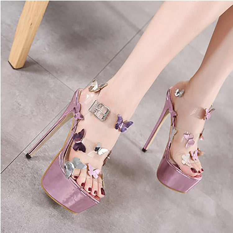 Bow Open-toe Sandals All-match Stiletto Sexy Super High Heels