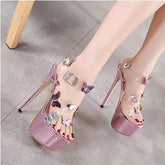 Bow Open-toe Sandals All-match Stiletto Sexy Super High Heels