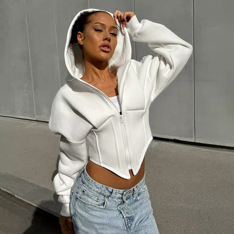 Zipper Hoodie Cardigan Moda Y2K Callejera para Mujeres