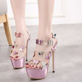 Bow Open-toe Sandals All-match Stiletto Sexy Super High Heels