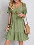 V-neck Short Sleeve Dress Summer Fashion Casual Loose Ruffled Dresses