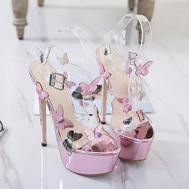 Bow Open-toe Sandals All-match Stiletto Sexy Super High Heels