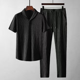 Leisure Suit Summer Loose Short Sleeve Top And Drawstring Trousers 